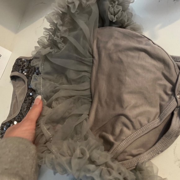 Grey Sequin Tulle Dress 9-12month,Tulle sequin dress w bow, Euro tutu dress NEW - Picture 5 of 6